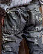 "Dolce &amp; Gabbana"Faded design gray denim pants