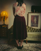 -SPECIAL- "Christian Dior" 80's-early 90's Burgundy velvet pleated skirt
