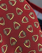 "GUCCI" Saddlery motif tartan silk scarf