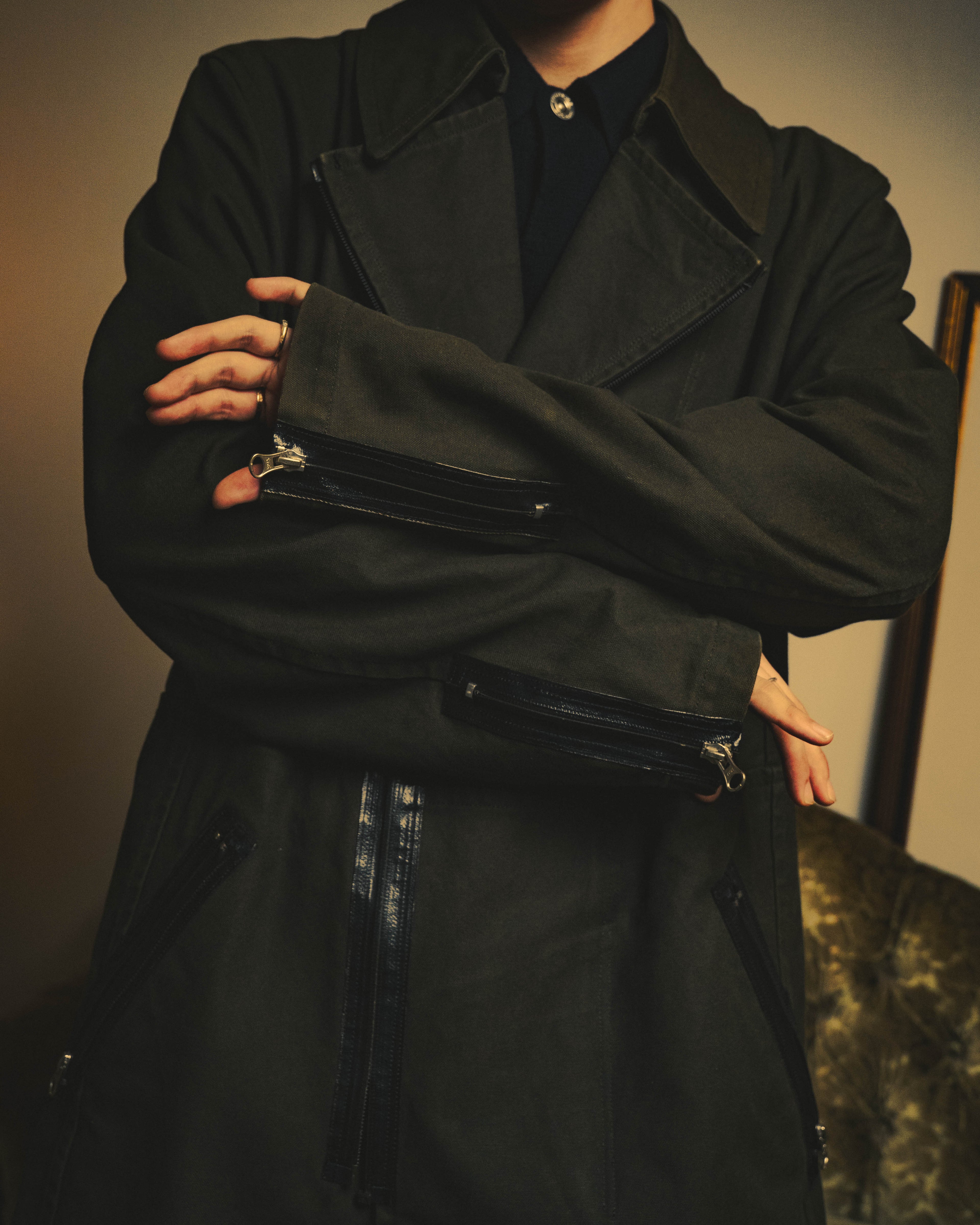 -SPECIAL- "COMME des GARÇONS HOMME" 03AW Asymmetric zip long coat