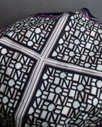 "CELINE" Belt motif pattern purple color silk scarf