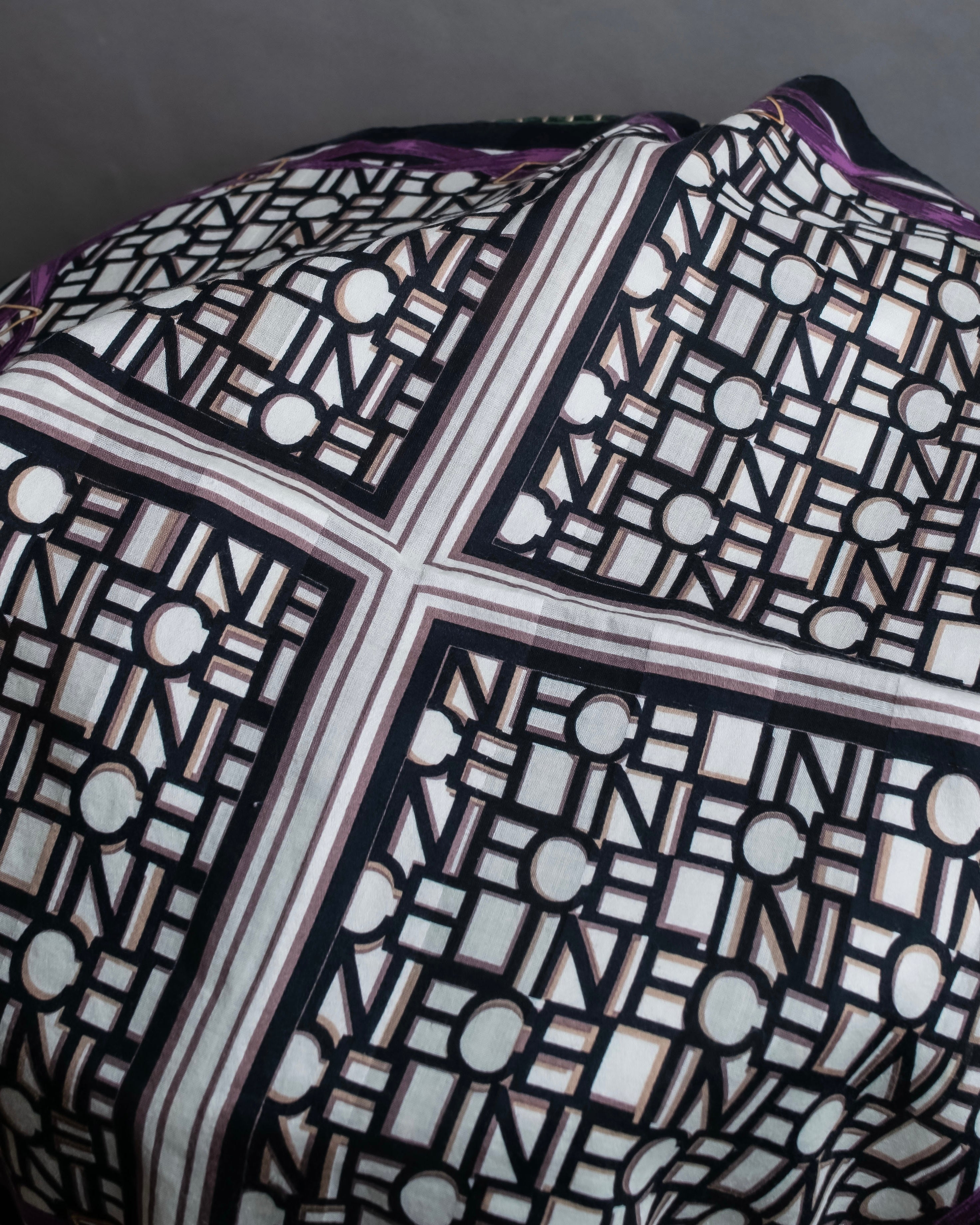 "CELINE" Belt motif pattern purple color silk scarf