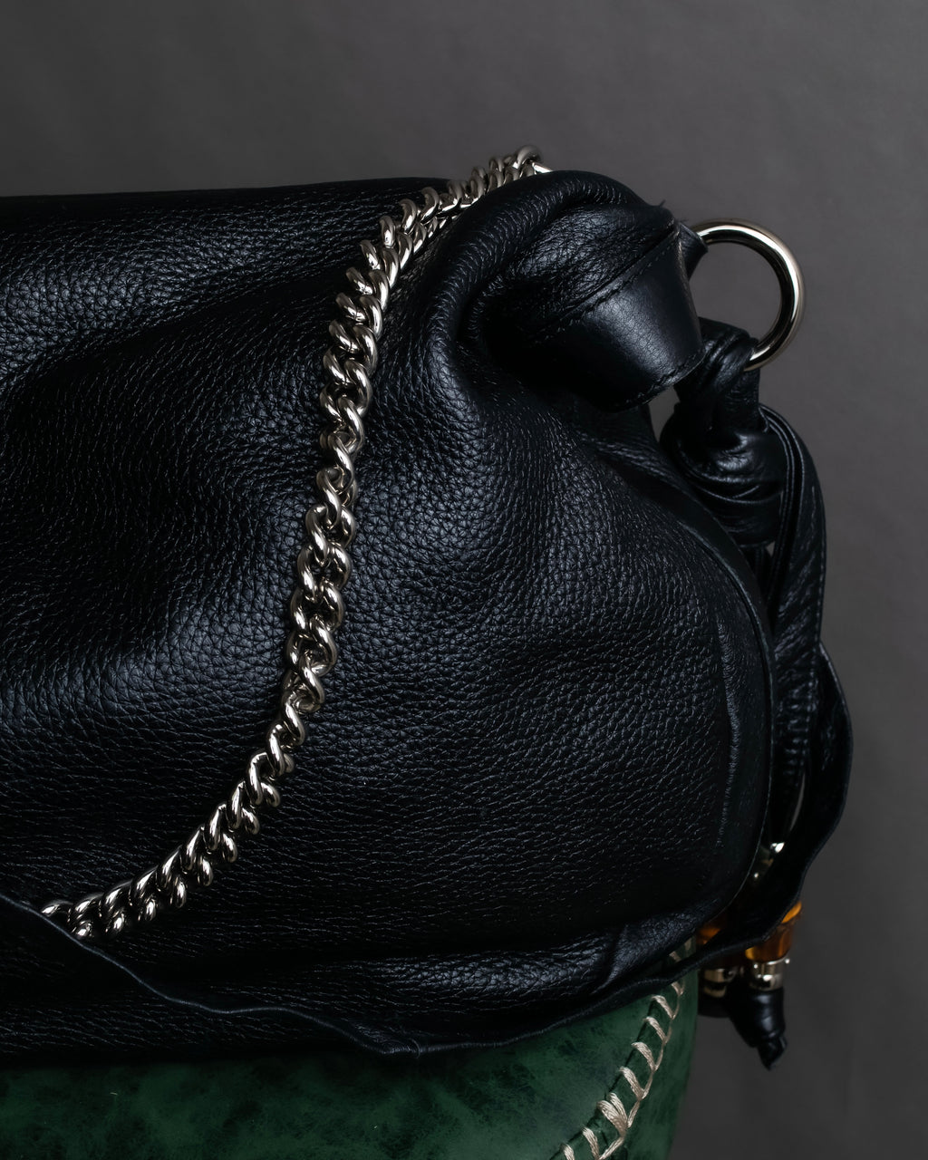 "GUCCI" Bamboo design combination chain shoulder leather bag