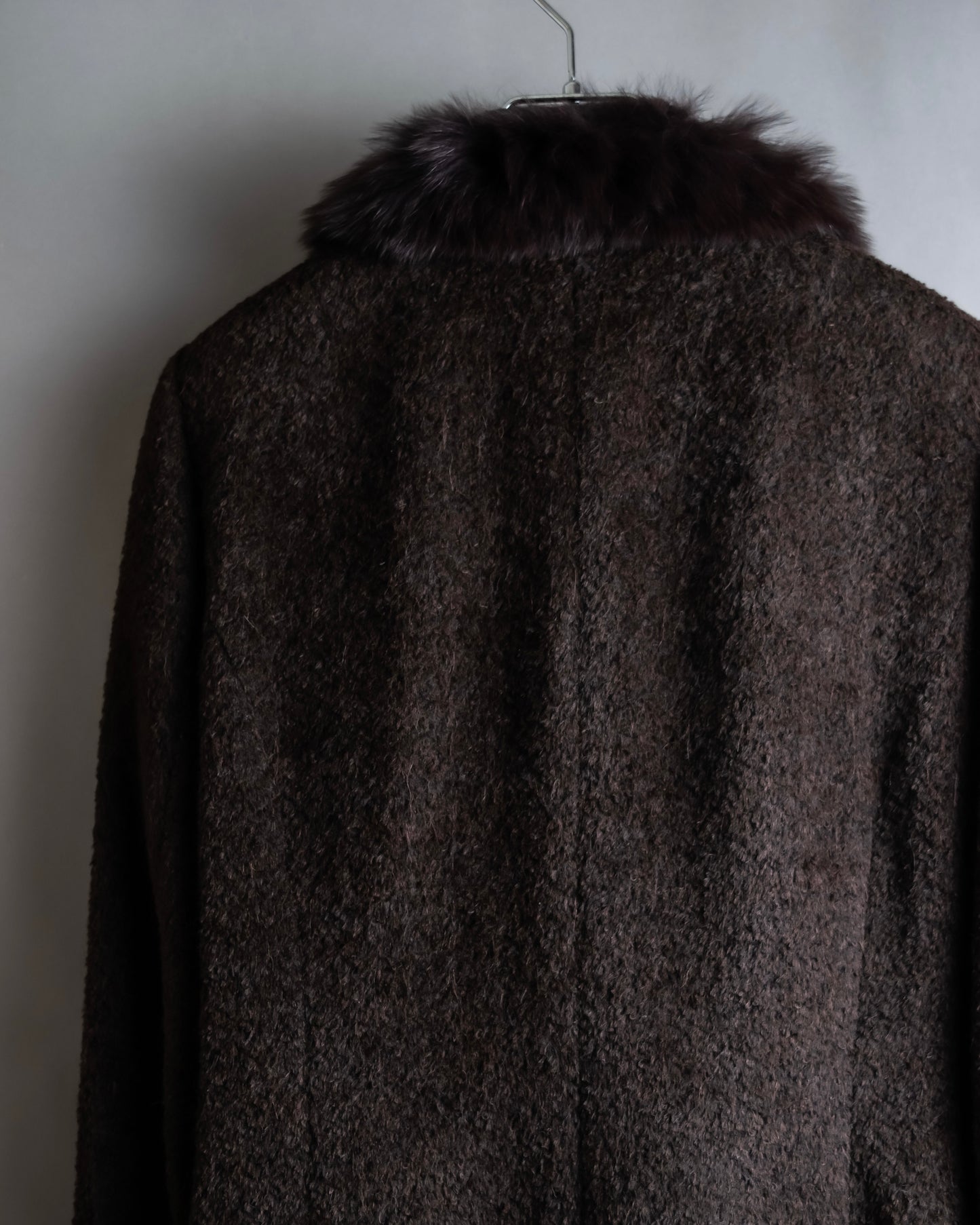 Vintage blue fox fur docking alpaca blend long coat