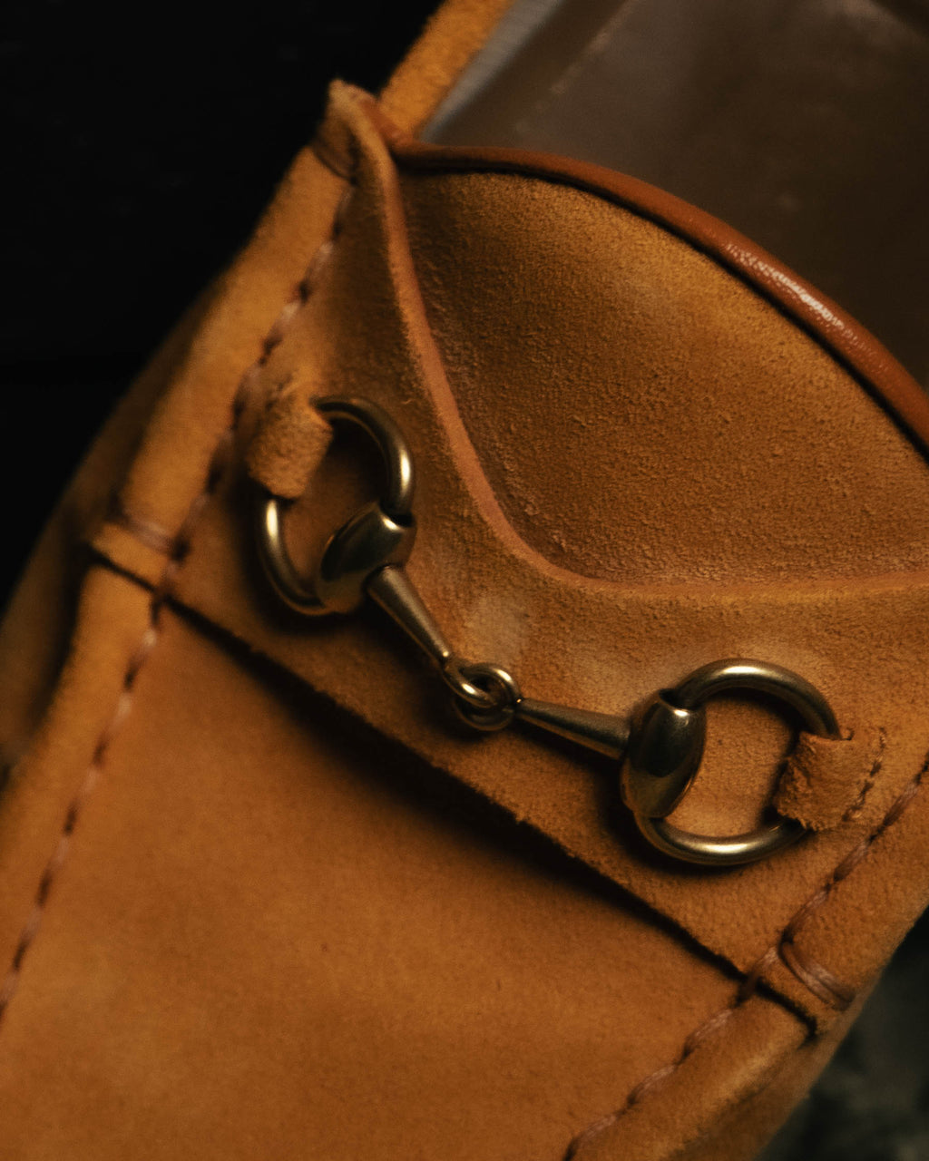 "GUCCI" 10's Camel suede horsebit loafers