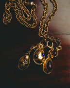 -SPECIAL - “CHANEL” 70’s-80’s Gripoix glass cabochon charm sautoir necklace