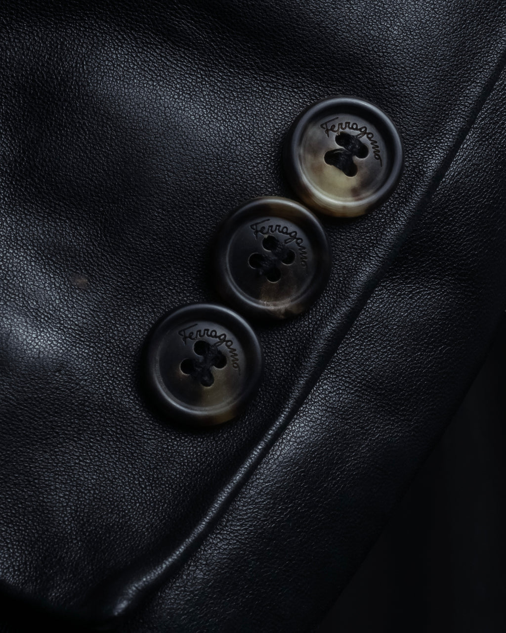 "Salvatore Ferragamo" Straight silhouette leather tailored jacket