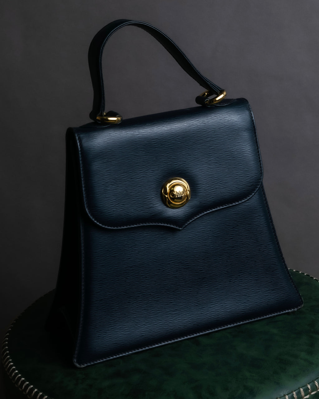 "Chloe" Trapezoid design embossed leather hand bag