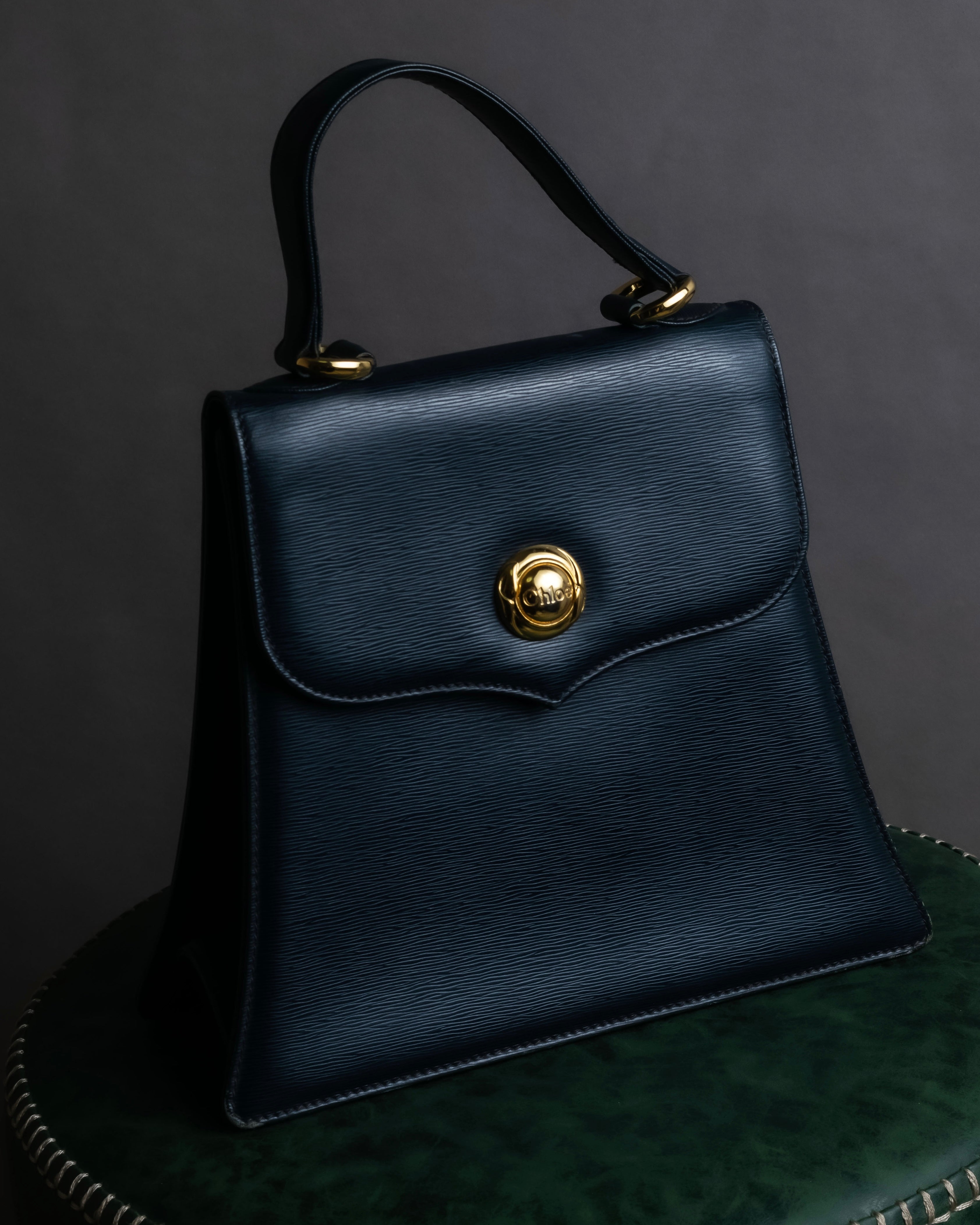 "Chloe" Trapezoid design embossed leather hand bag