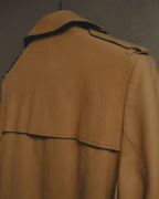 –SPECIAL– “Maison Martin Margiela” 2012AW Leather trench coat with Line 4 printed lining