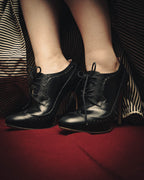 -SPECIAL- “Thom Browne” 2010’s- pebbled leather wingtip lace-up heels
