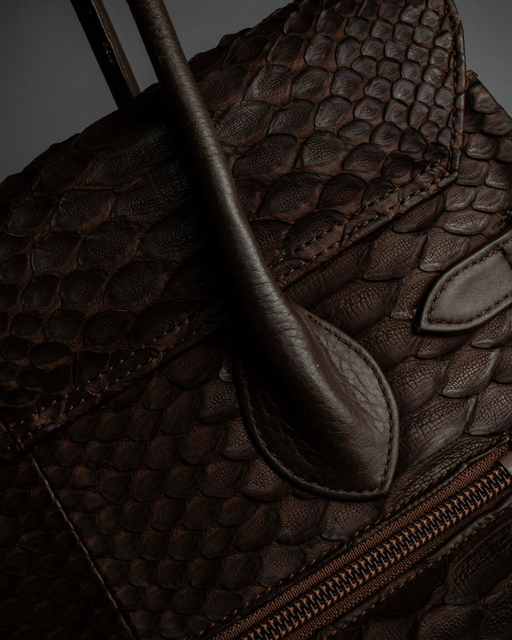 "Vintage turnlock design python leather bag"