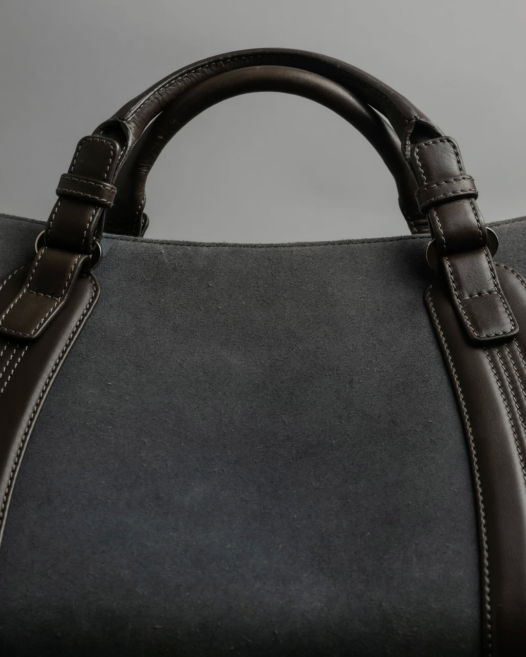 "LOEWE" Harness design logo engraved suede leather hand bag