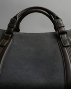 "LOEWE" Harness design logo engraved suede leather hand bag