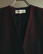 -SPECIAL- “Yves Saint Laurent“ 80's-90's Swiss fabric lurex stripe collarless long jacket