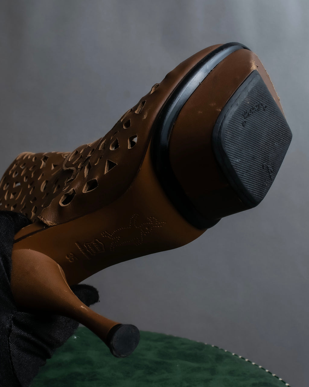 "MARNI" Geometric cut heel leather boots