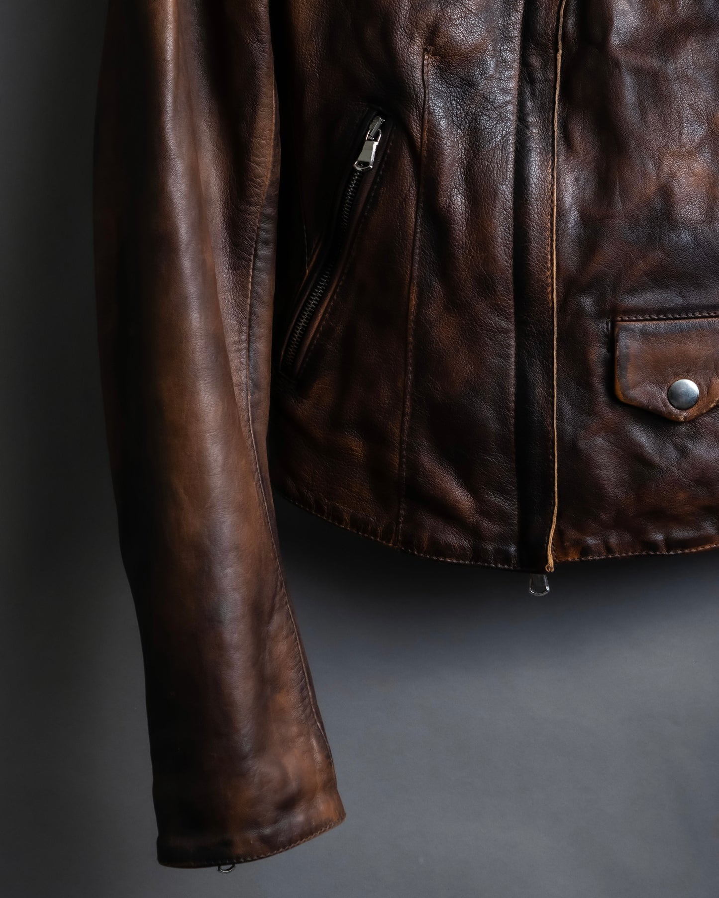 "ASH" 100% genuine leather gradient riders jacket