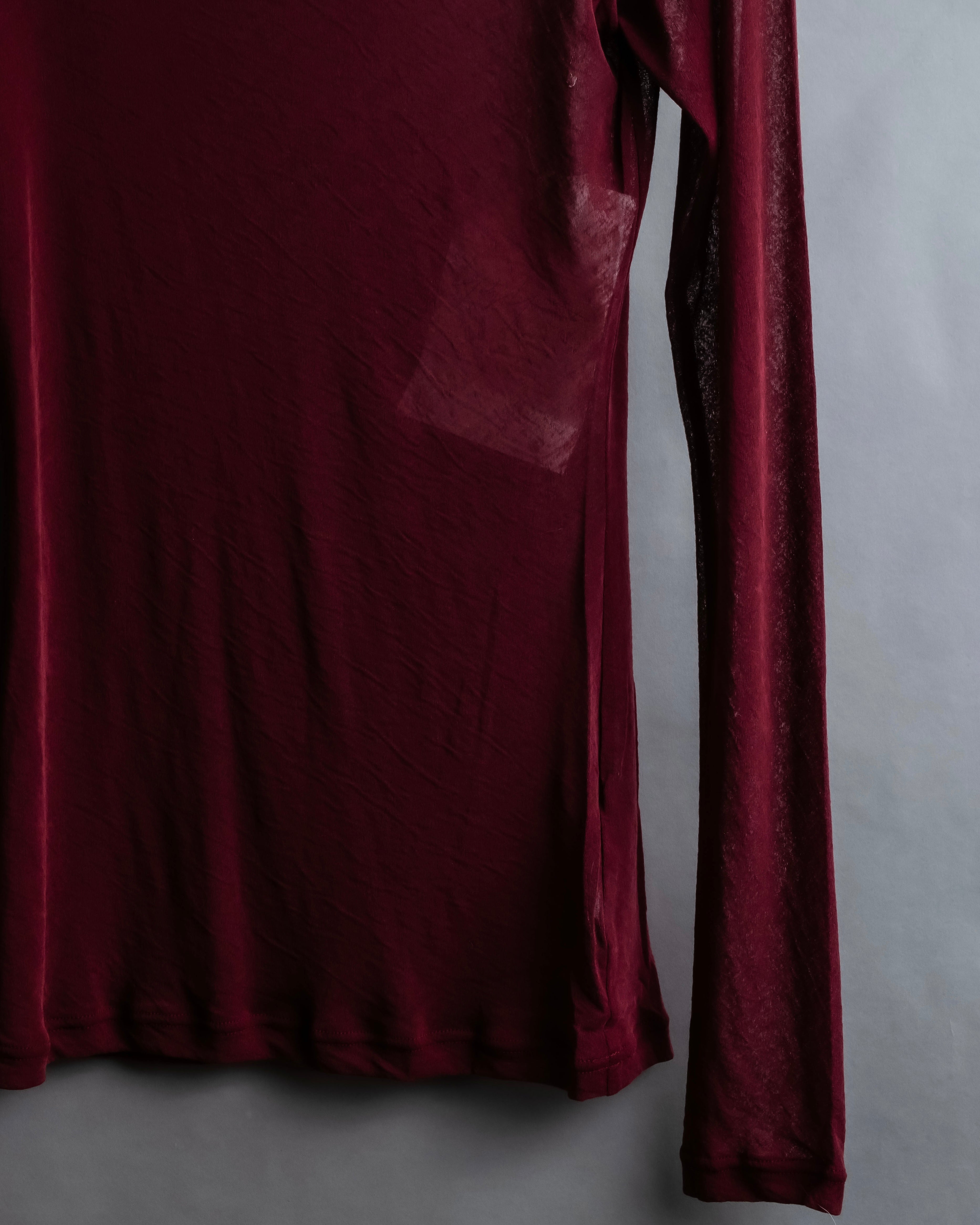"YOHJI YAMAMOTO FEMME" 13SS Burgundy color sheer pullover