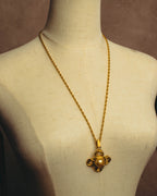 -SPECIAL- "YVES SAINT LAURENT" 80's-90's Baroque pearl textured gold pendant necklace