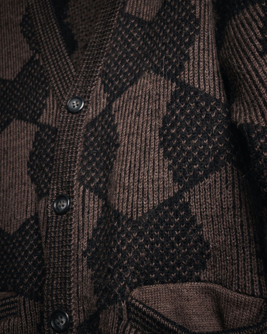 “Yves Saint Laurent” 80’s-90’s geometric knit cardigan