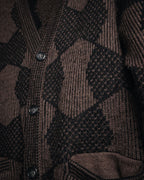 “Yves Saint Laurent” 80’s-90’s geometric knit cardigan