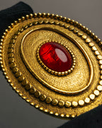 -SPECIAL- “CHANEL” 1982Years red cabochon oval brooch