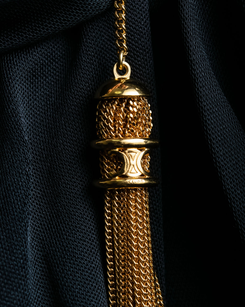 "CELINE" Fringe emblem design long necklace