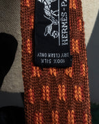 "HERMES" Mosaic dot knit silk neck tie