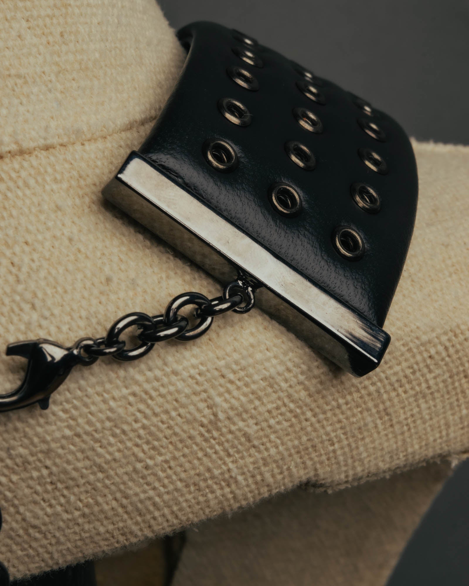 –SPECIAL– "Christian Dior" Late 2000s-2020s Eyelet leather choker necklace