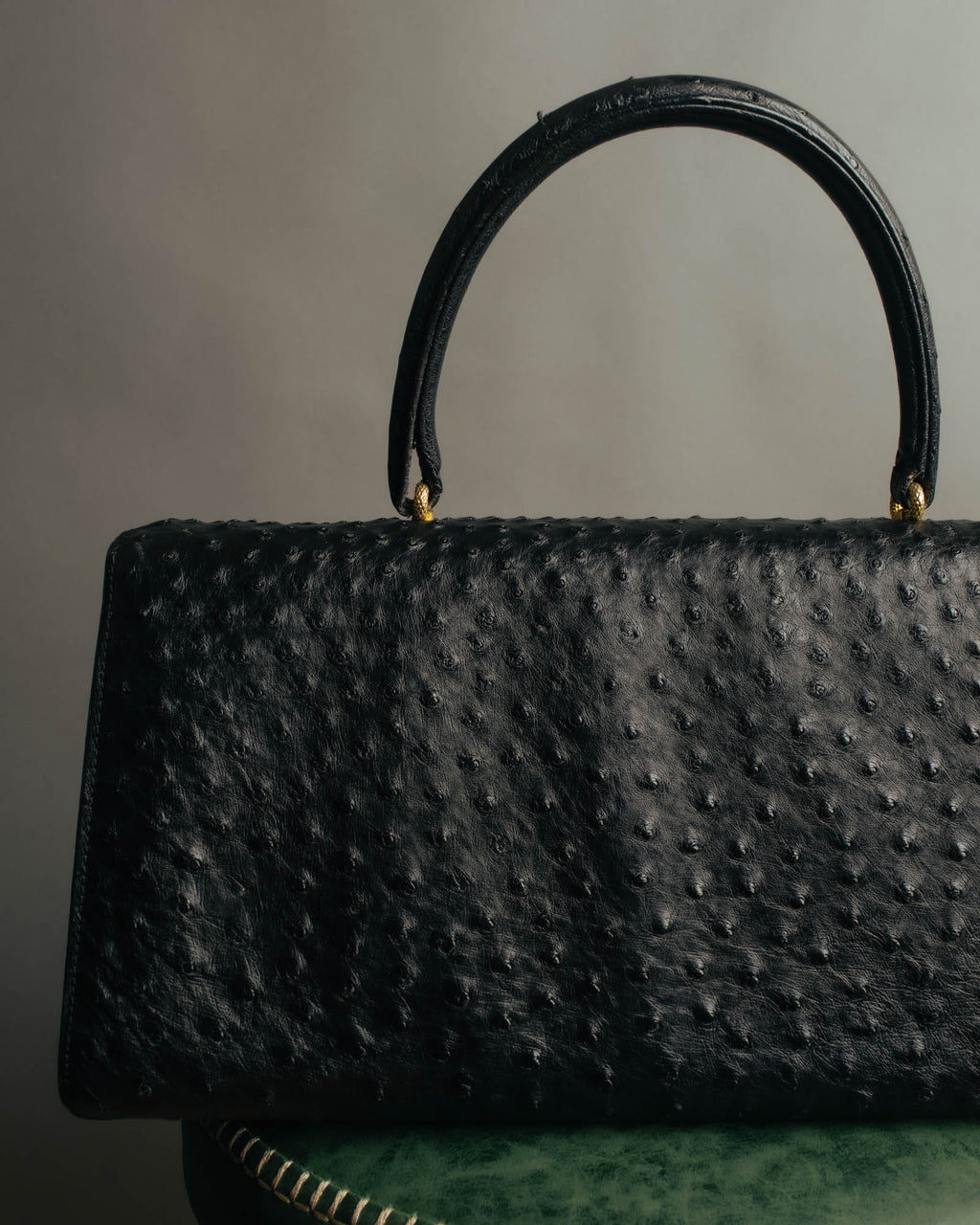 “Jardin des Sacs” 80’s-90’s Ostrich leather top handle bag
