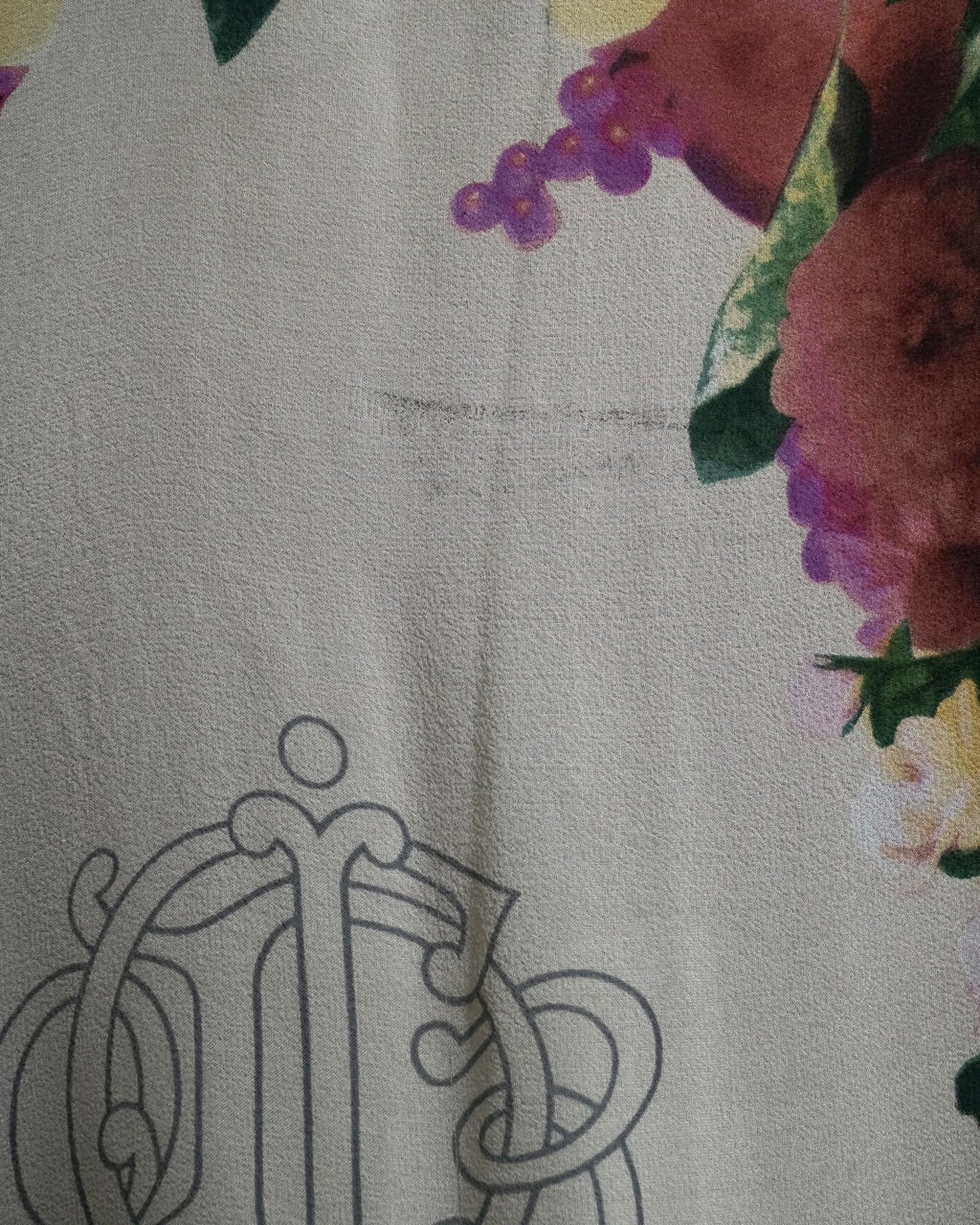 "Christian Dior" Wreath floral design silk scarf