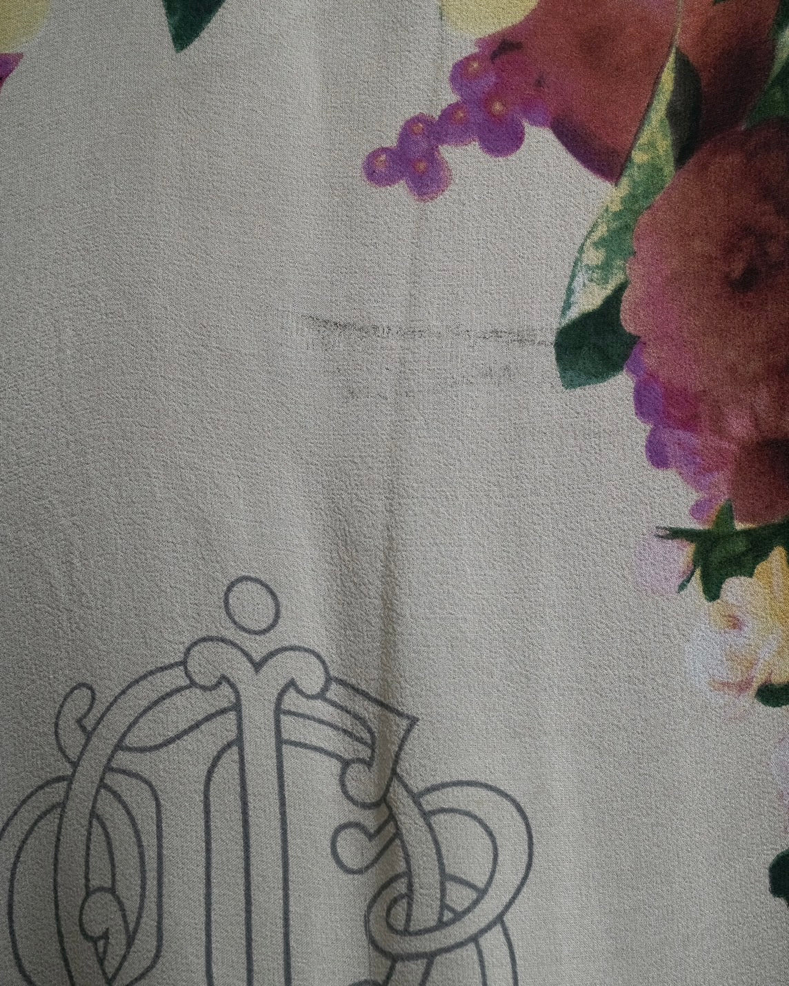 "Christian Dior" Wreath floral design silk scarf