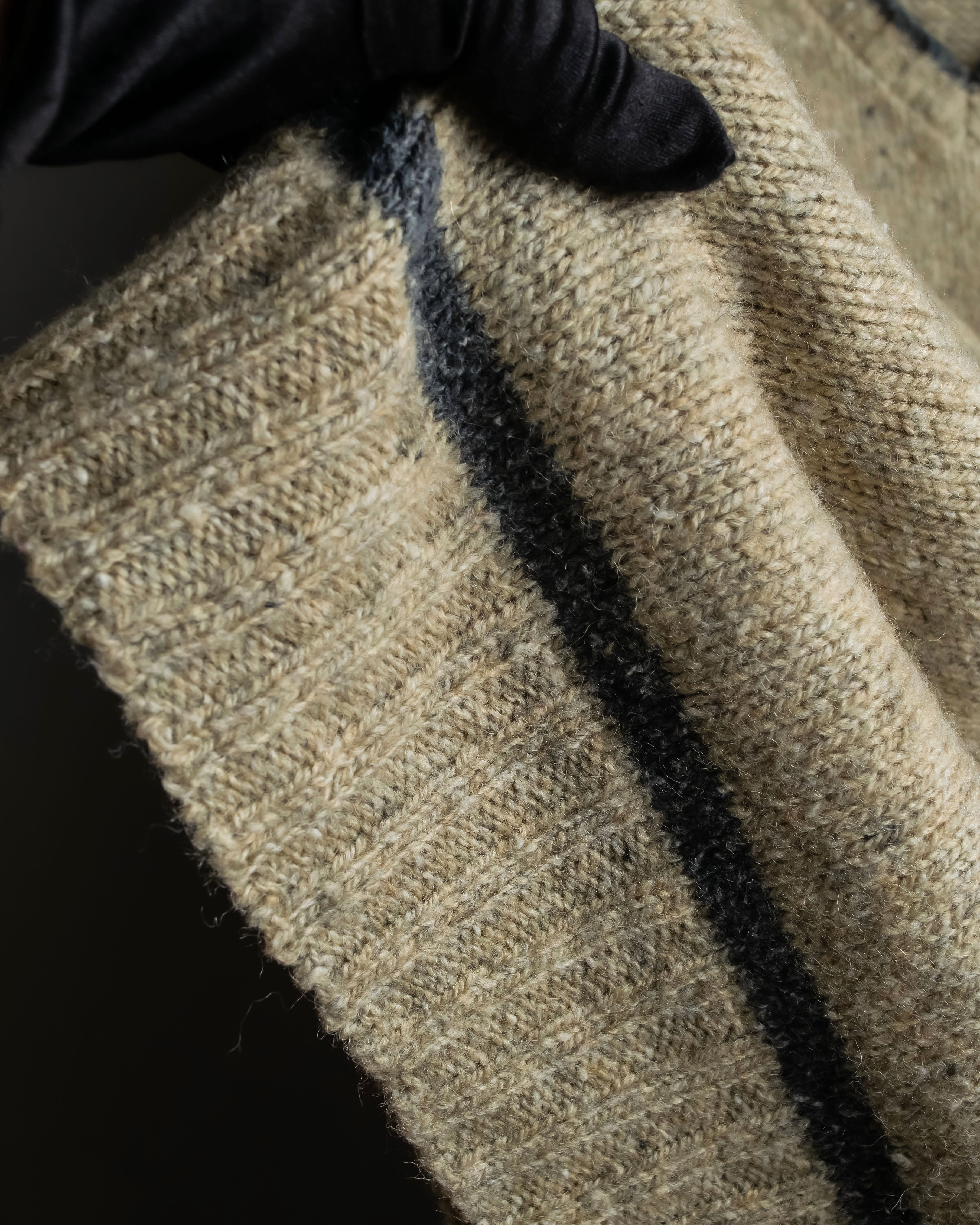 "Vintage oversized ribbed V-neck knit pullover"