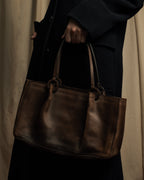 "GUCCI" Horizontally elegant silhouette oiled leather one-shoulder bag