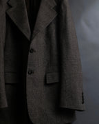 "YVES SAINT LAURENT" Glen plaid oversized wool tailored jacket