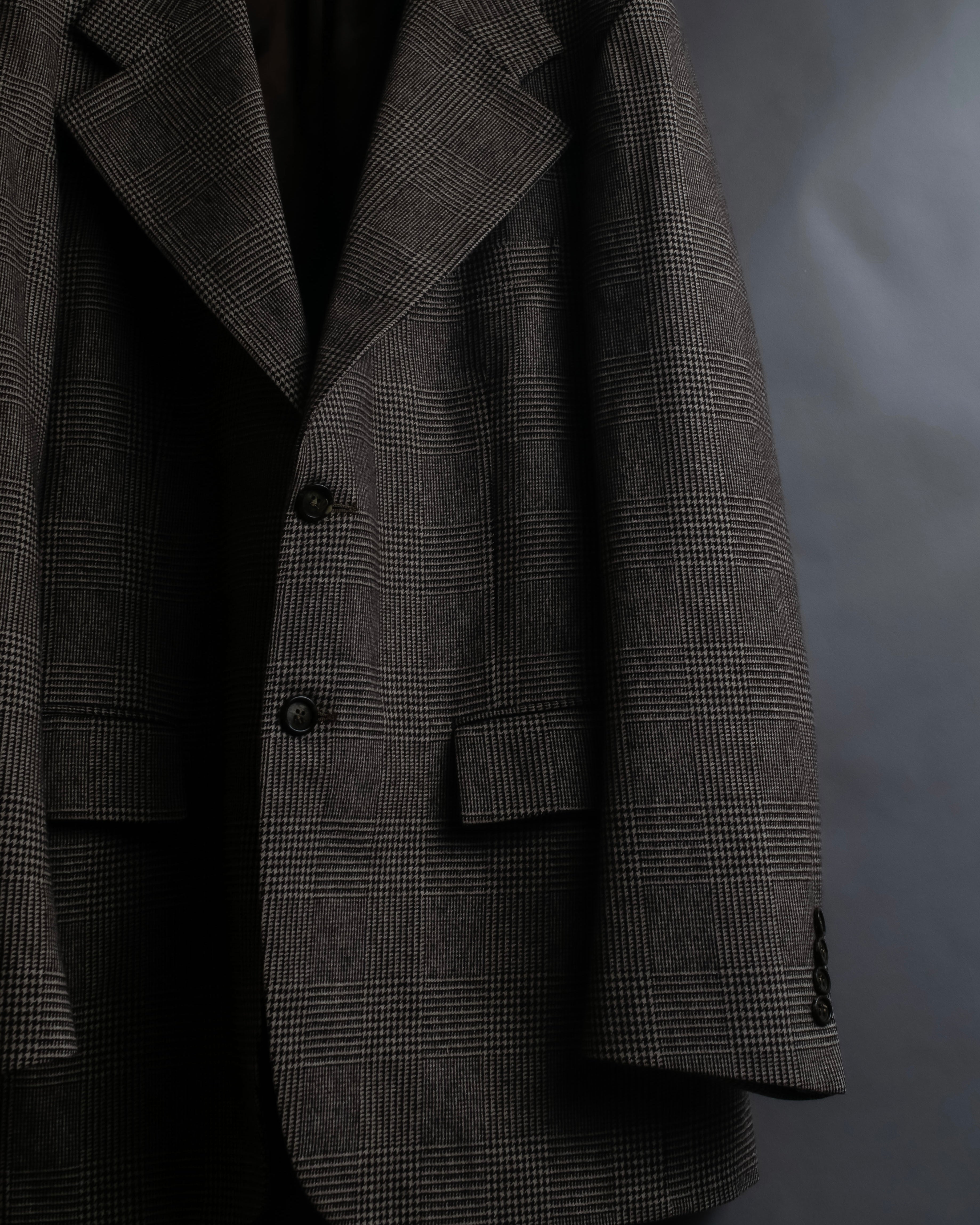 "YVES SAINT LAURENT" Glen plaid oversized wool tailored jacket