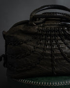 "FALORNI" Braided leather dome boston bag
