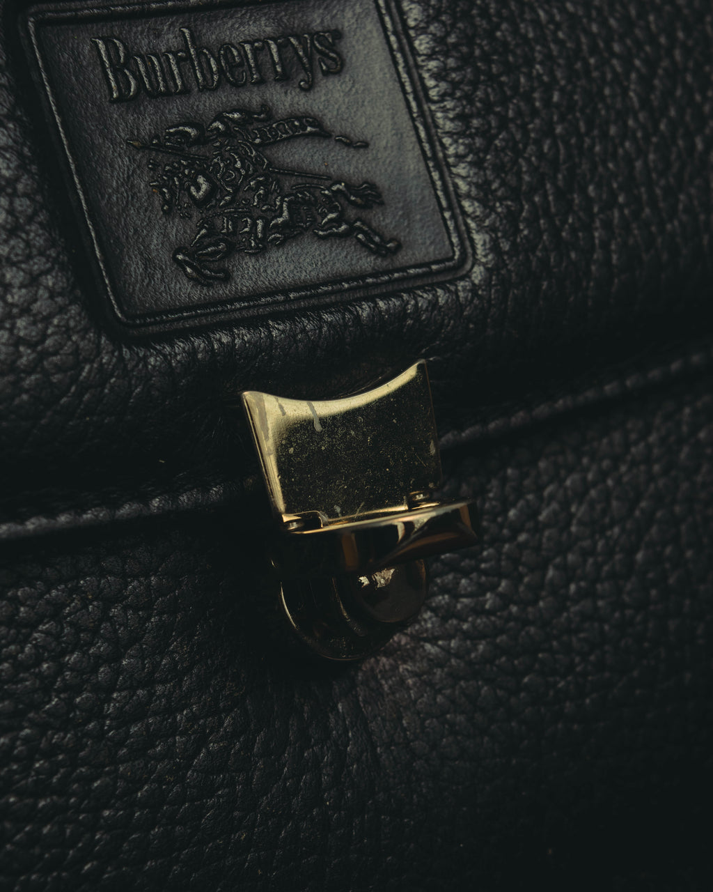 "Burberrys" 80's-90's Classic black leather top-handle handbag