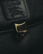 "Burberrys" 80's-90's Classic black leather top-handle handbag