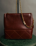 “Salvatore Ferragamo” 80’s-90’s Quilted leather chain shoulder bag