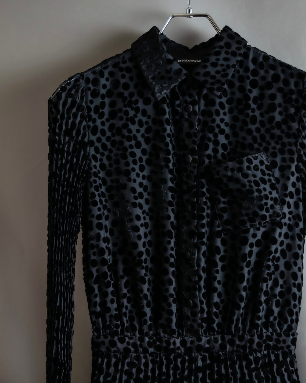 "EMPORIO ARMANI" Velvet dot beautiful pleated dress