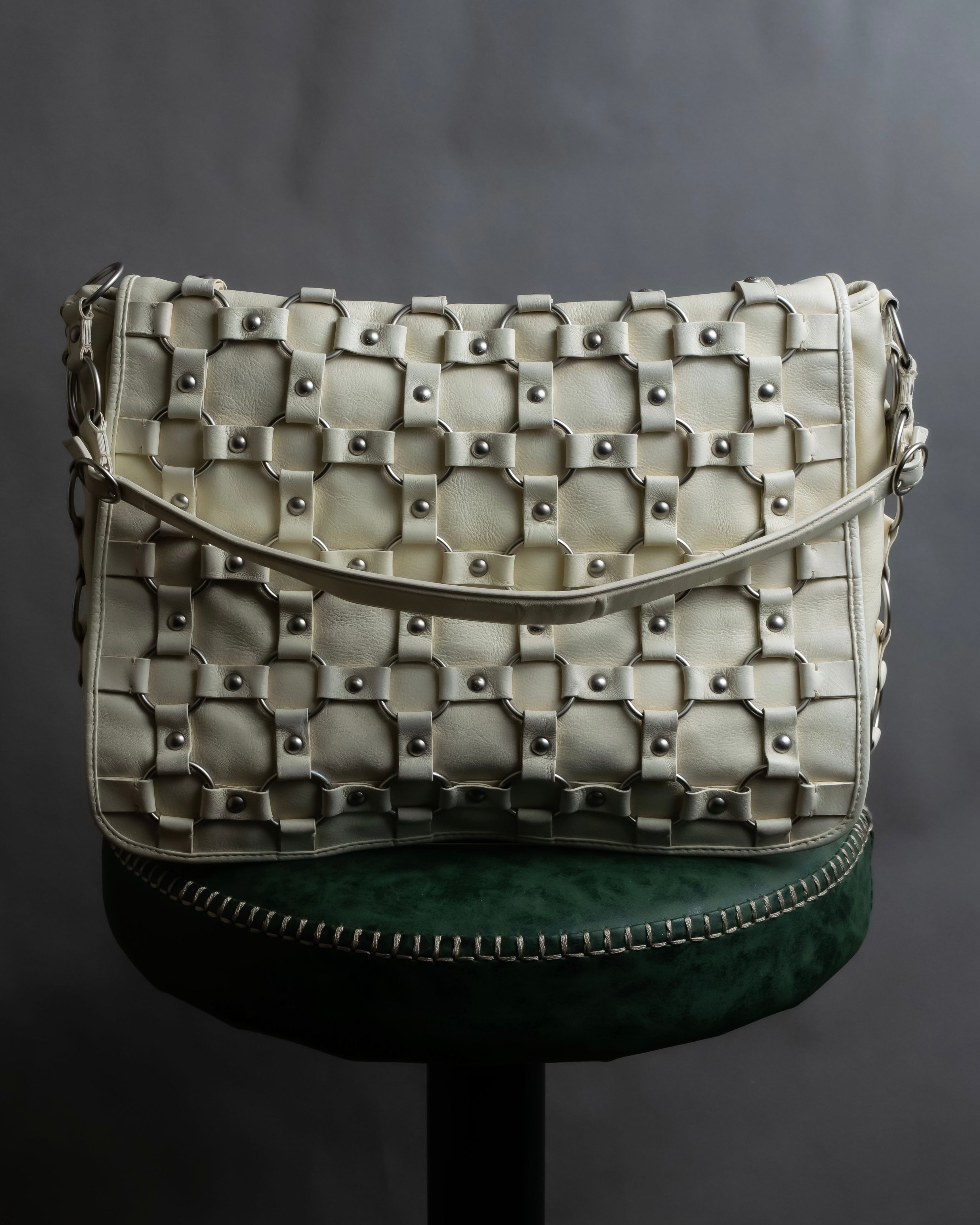 "Christian Dior" Metal ring leather combination design bag