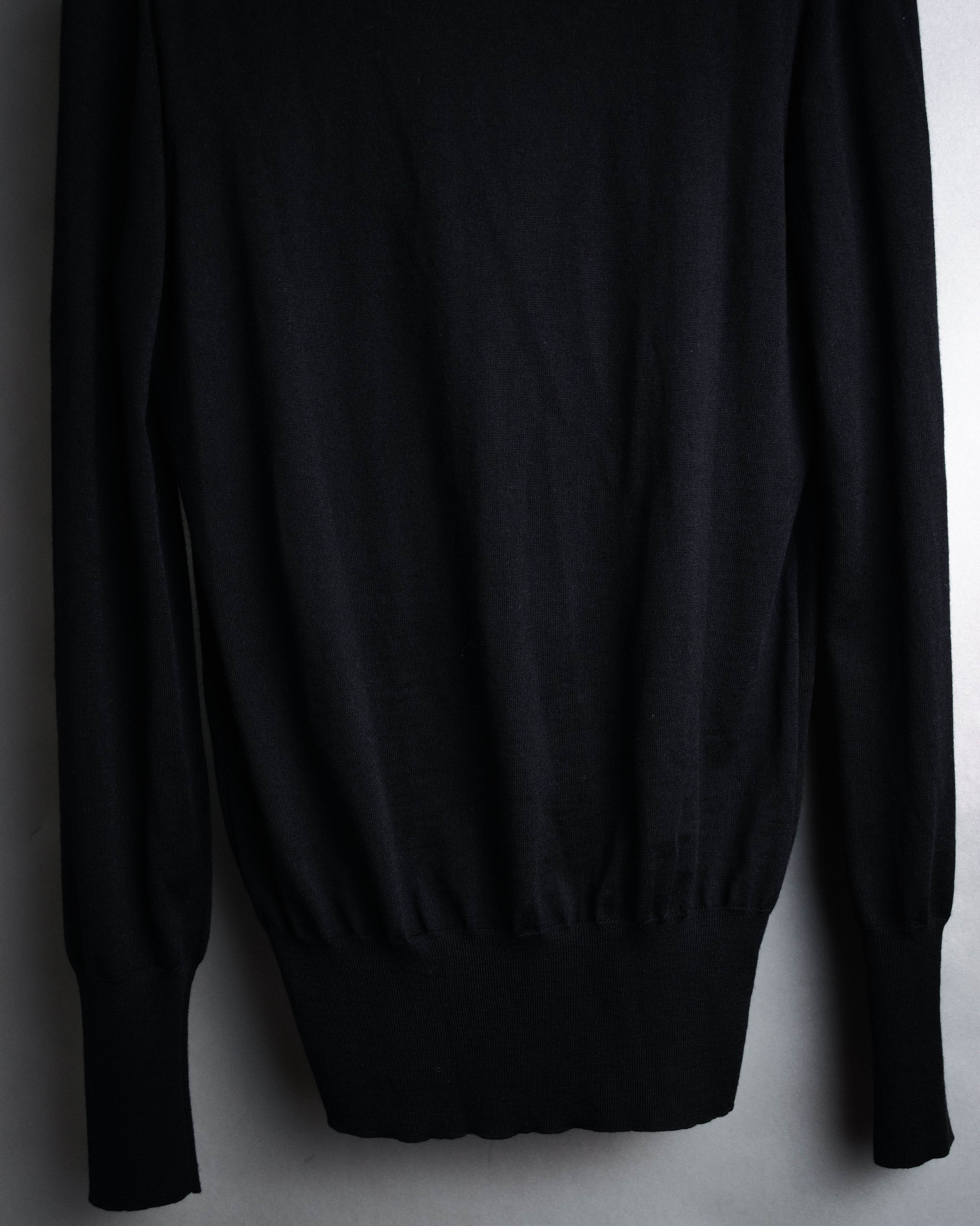 “CELINE” 2010’s Contrast placket wool silk cardigan