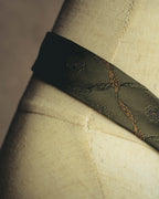 "Yves Saint Laurent" 80's-90's Olive silk jacquard necktie