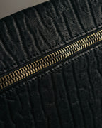 "Valextra" 80's-90's embossed leather document portfolio clutch