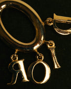 "Christian Dior" 90's-00's Gold tone logo charm pendant necklace