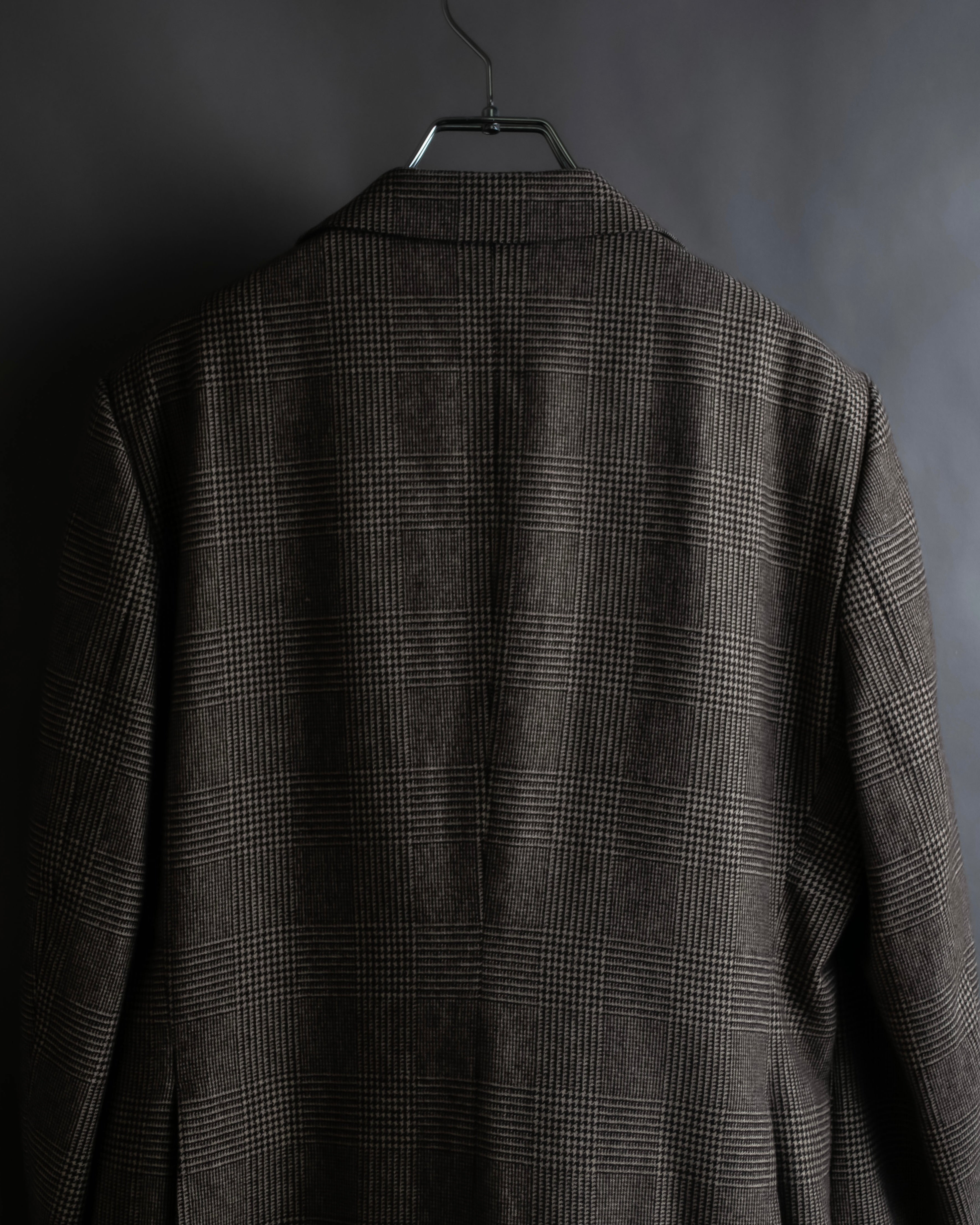 "YVES SAINT LAURENT" Glen plaid oversized wool tailored jacket