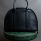 "MORABITO" Half moon design grained leather handbag