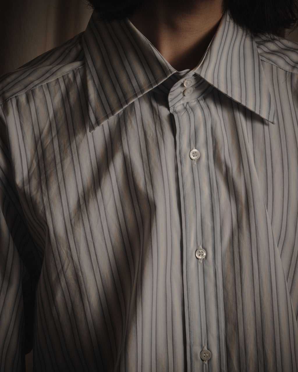 "GUCCI" Striped spread collar shirt with contrast cuffs