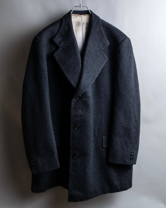 "Vintage brushed texture oversized mid-length chester coat"